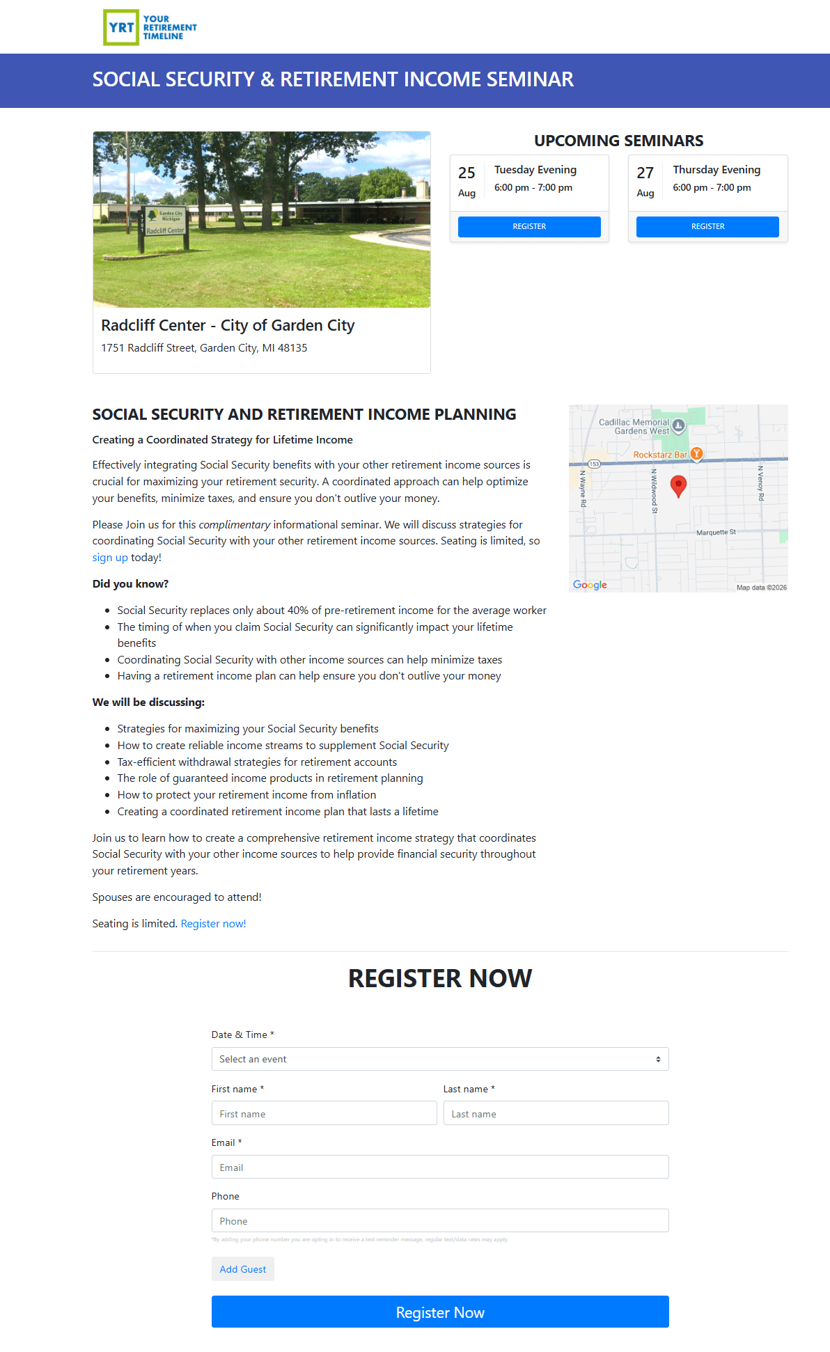 Rankin Financial Strategies Social Security and Retirement Income Planning seminar flyer
